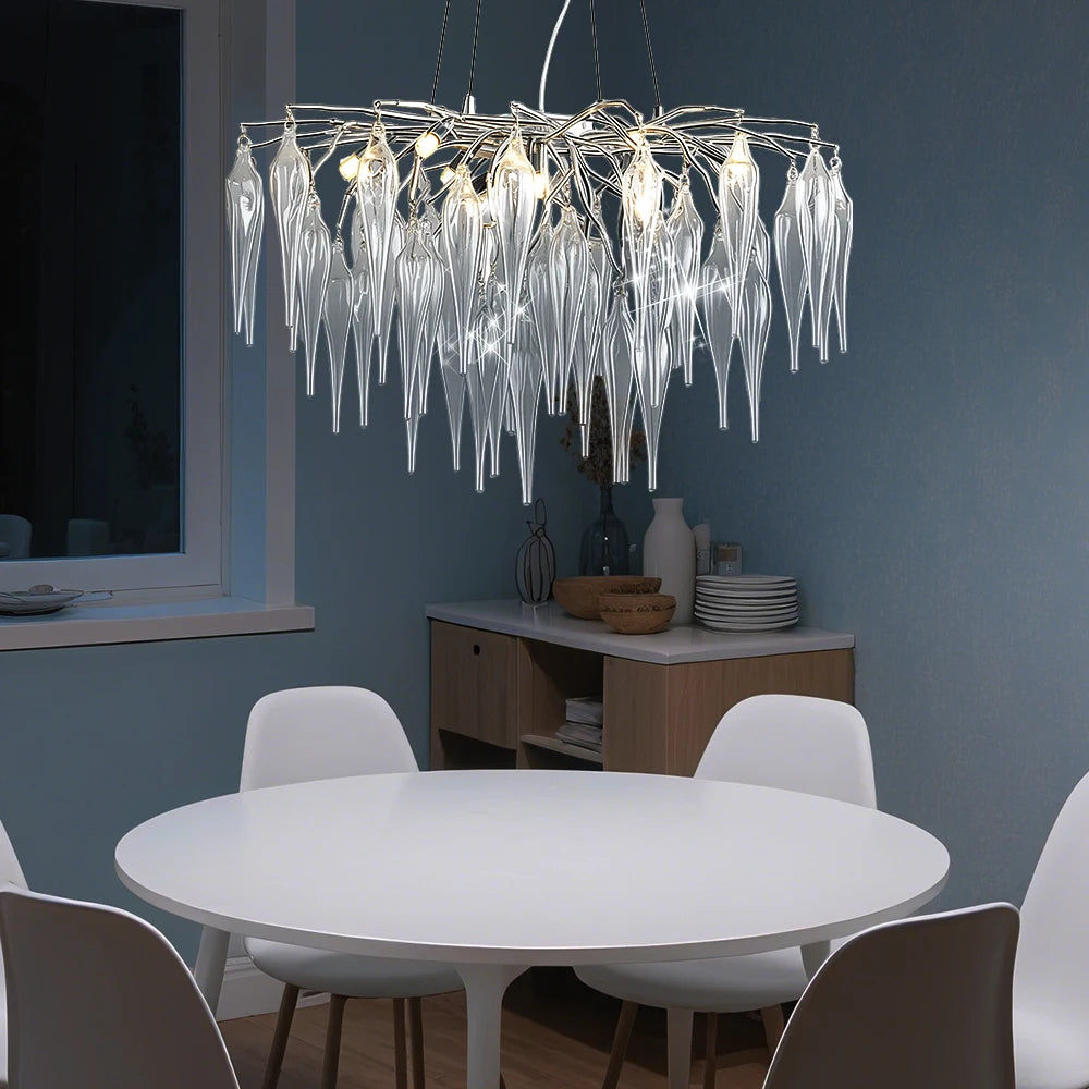 “Amber glass pendant chandelier for modern dining room”