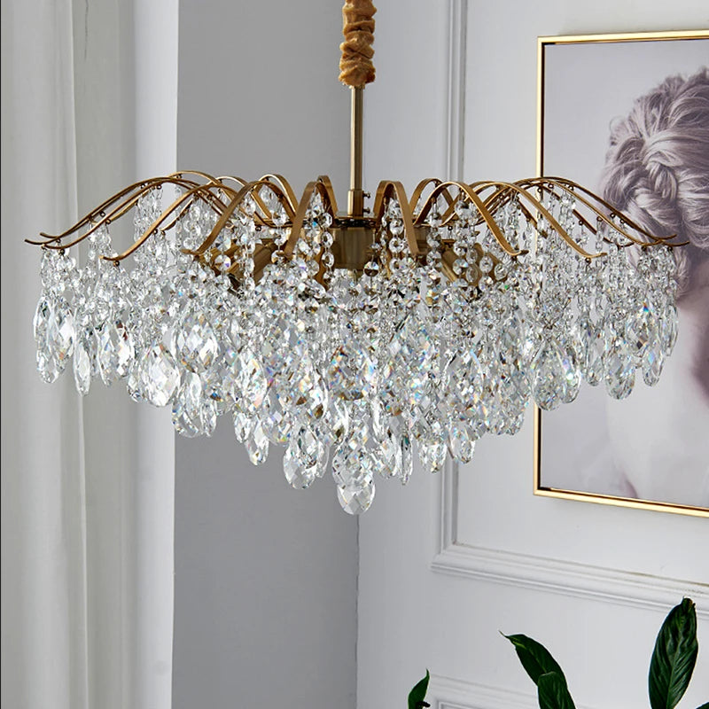 American style amber crystal vintage pendant lamp for luxury bedroom or parlor lighting

