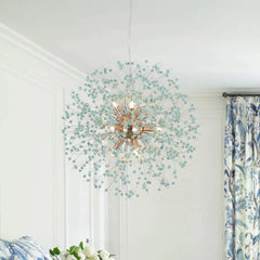 Art Deco crystal chandelier designed for living room statement lighting