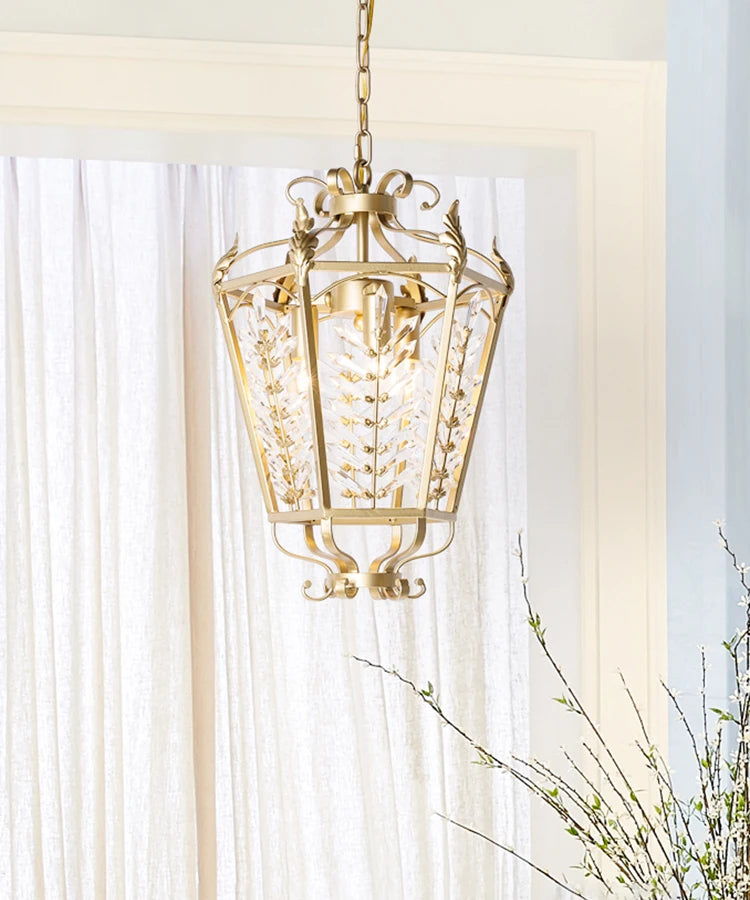 “Art Deco geometric pendant lamp with crystal rods”