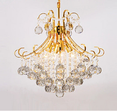 Art Deco tiered gold crystal chandelier for living room or foyer