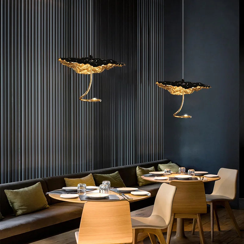 Metal hanging ceiling light compatible with LED bulbs not included