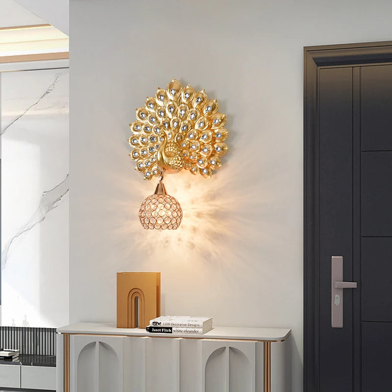 Decorative wall light fixture on a wall in a modern interior setting.