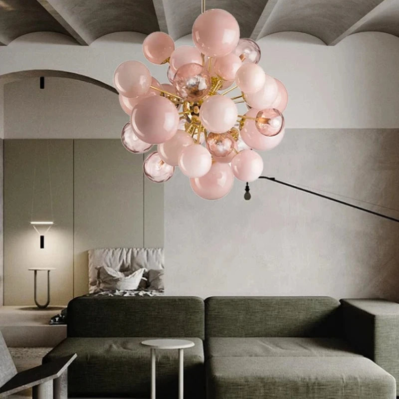 “Artistic glass ball chandelier for contemporary bedrooms”