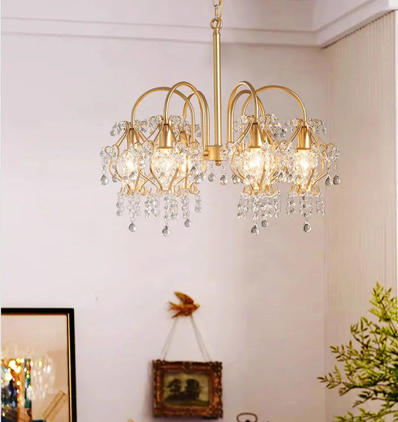 Bedroom ceiling chandelier with metal frame and E14 LED bulbs included