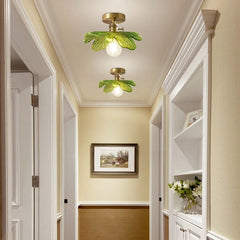 “Contemporary green leaf glass ceiling light for nature-inspired rooms”