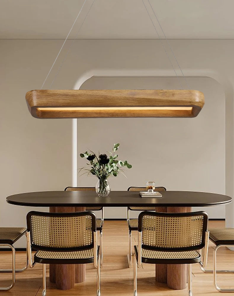 Wood pendant light with touch on off control for bedroom and dining room ambience