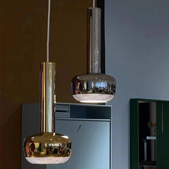  Sleek chrome finish pendant lamp for contemporary minimalist interior