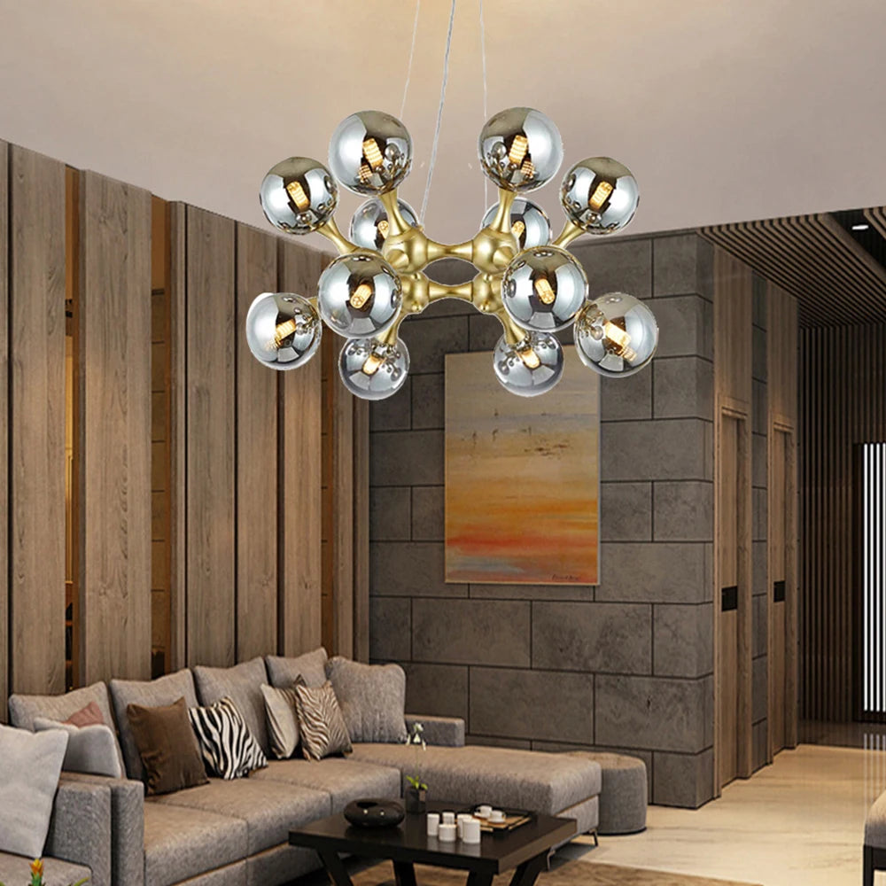  Clustered LED chandelier in cottage-style setting with luxury accents