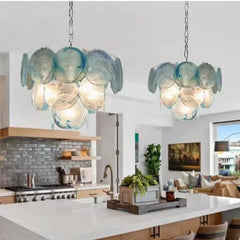 Modern colorful stained glass chandelier with LED bulbs