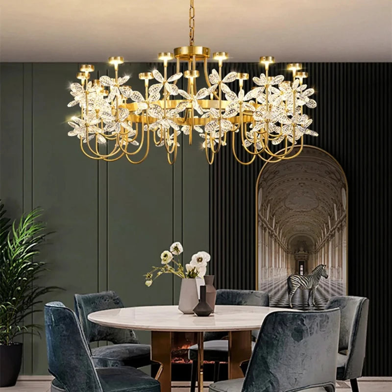“Copper butterfly crystal chandelier for luxury living room”