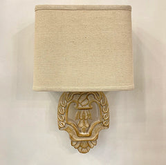 “Warm glow wooden wall lamp with classic retro style”