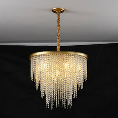 “Crystal beads fringe gold pendant light for kitchen or restaurant”