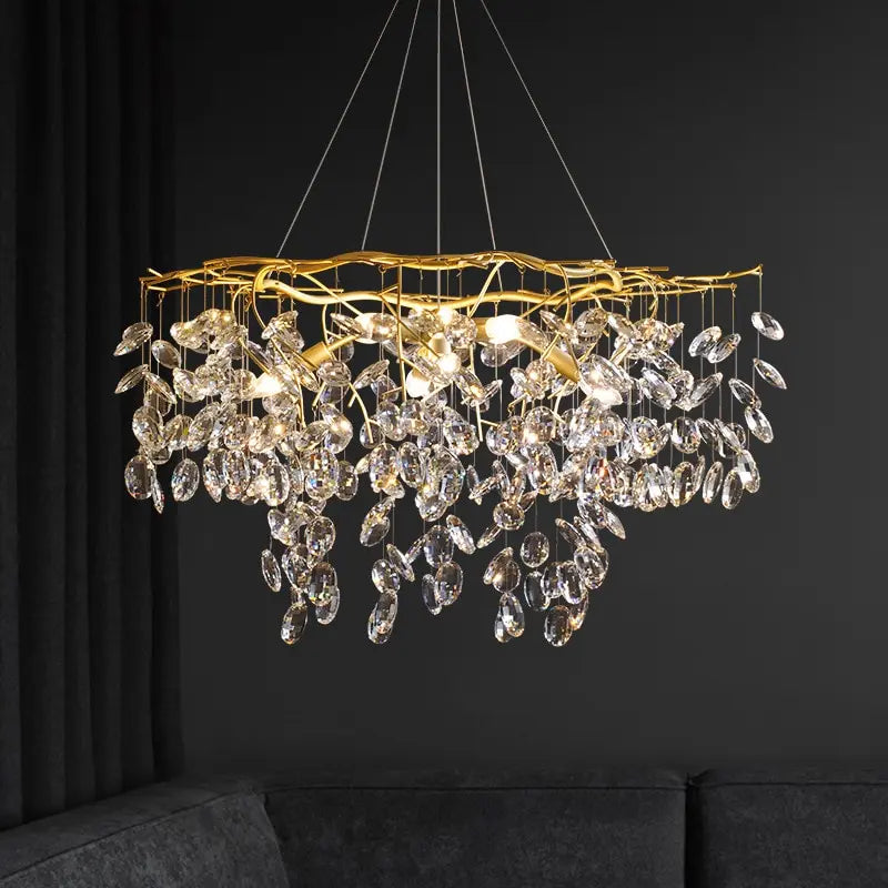 Decorative branch style ceiling chandelier with crystal detailing for hotel hall lighting