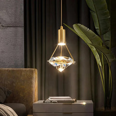 “Crystal LED gold pendant lamp for bedside or kitchen”