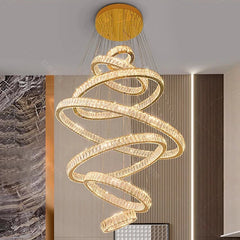 “Contemporary crystal ring chandelier for large interiors”