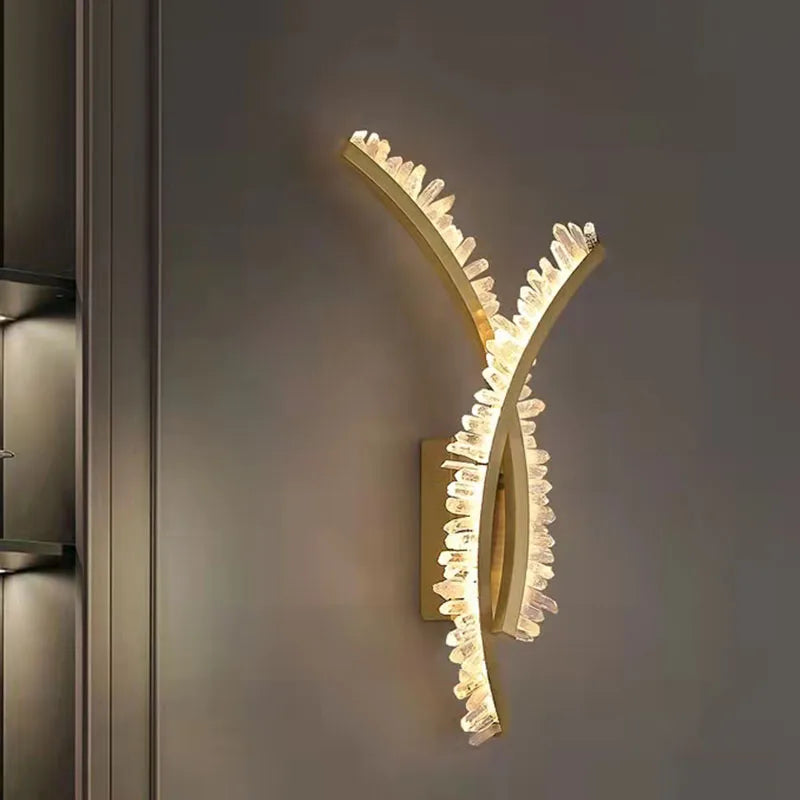 Gold wall-mounted sconce with plated stainless steel for dining room feature wall lighting