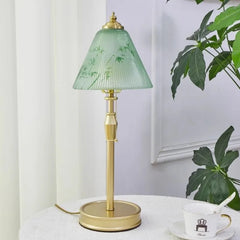 “Decorative corridor table lamp with artistic glass and LED bulb”