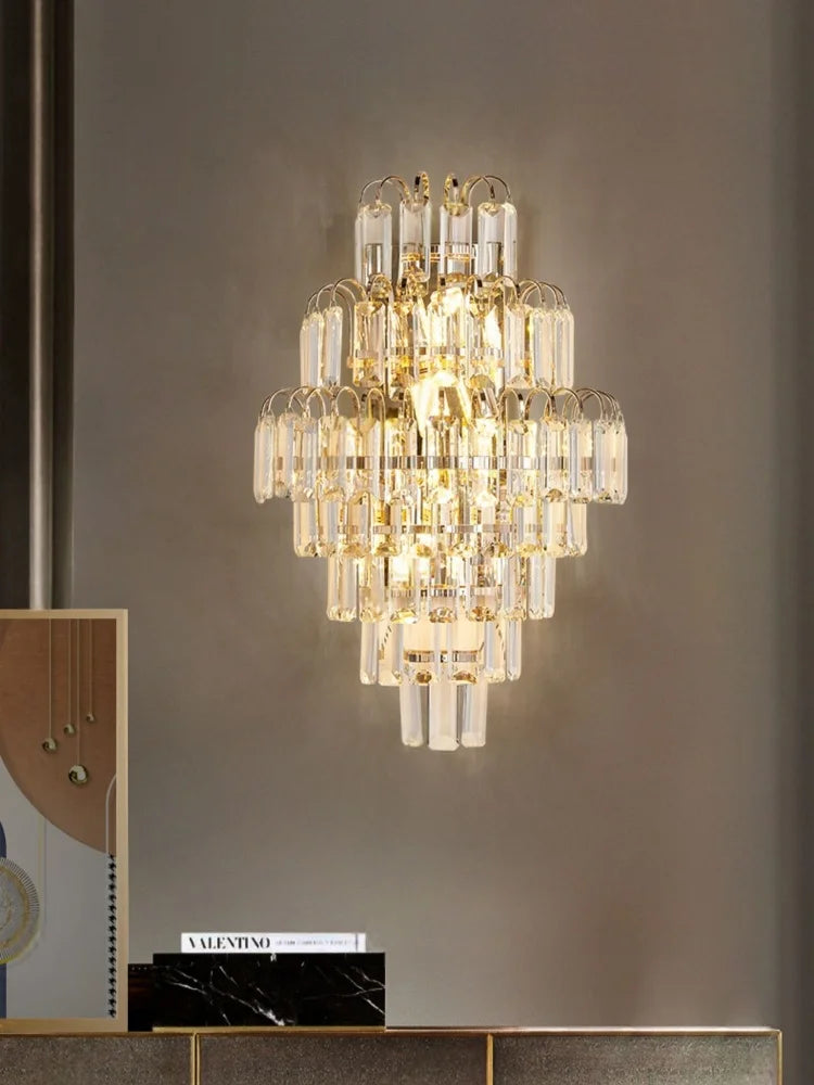 “Modern crystal wall light for staircase feature walls”