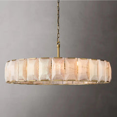 “Dimmable 3-color marble and crystal pendant light for foyers and stairs”