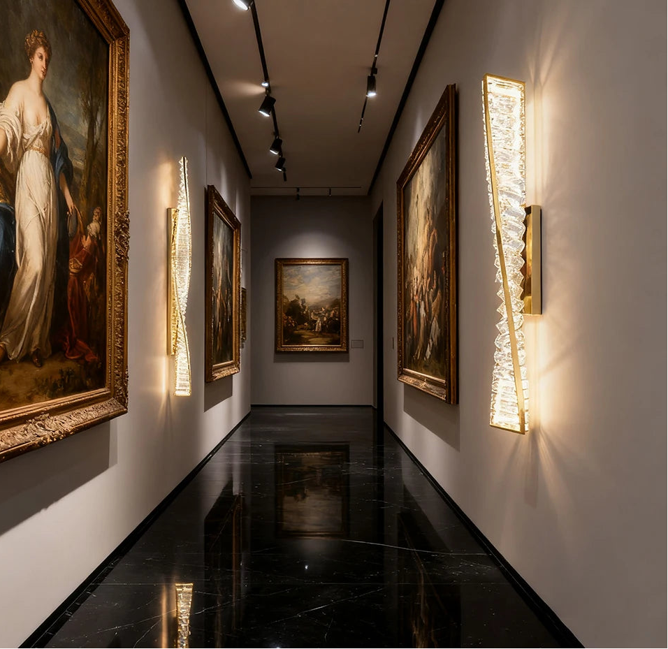 Modern bedside crystal wall light with slim vertical silhouette for ambient decor