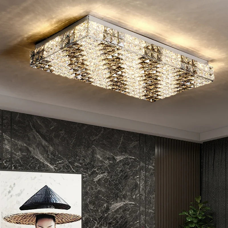 “Smart dimmable crystal fixture for bedroom and foyer”
