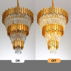 Crystal ceiling chandelier designed for high-ceiling entryway lighting