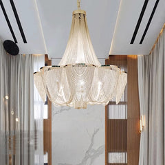 “Elegant chandelier for dining room with shimmering crystals”