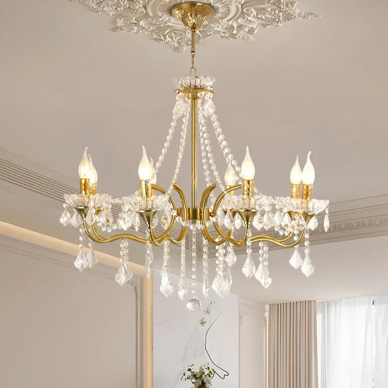 “European luxury crystal chandelier with plated iron and E14 bulbs”