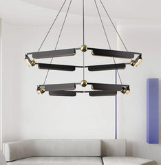 Artistic geometric chandelier in a luxury loft interior