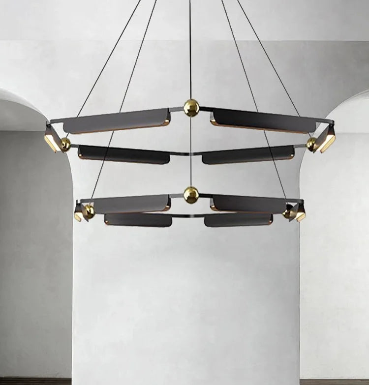 Modern black and gold metal chandelier for villa living rooms