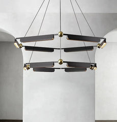 Modern black and gold metal chandelier for villa living rooms