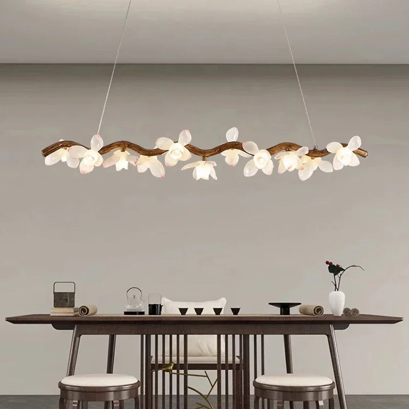 “Floral grain LED ceiling light with stainless hardware”