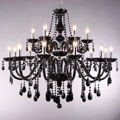 “Flush mount K9 crystal ceiling light in black finish”