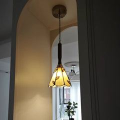 “Contemporary stained glass chandelier for parlor or reading nook”