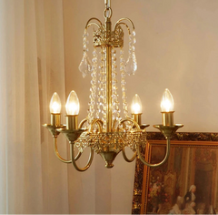 “French copper crystal globe chandelier for bedroom or entryway”