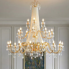 “French crystal candle chandelier for vintage living and dining rooms”