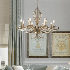 “French glass LED pendant light with candle arms”