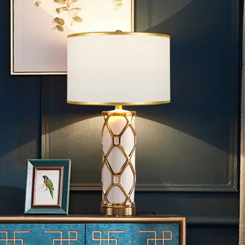 “Luxury designer bedside lamp black and white shade for living room”