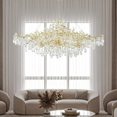 Gold branch crystal chandelier with K9 crystal drops for dining room ceiling lighting