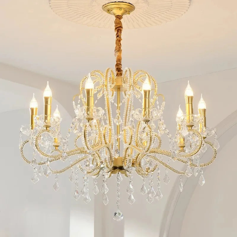 “Gold crystal chandelier for bedroom or dining”