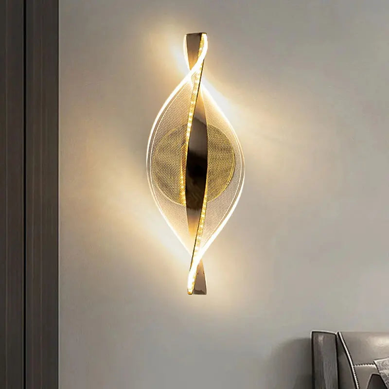 “Artistic gold acrylic wall light for modern bedroom or hall”