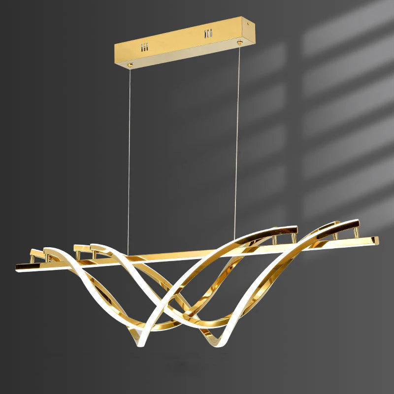 Remote and touch switch gold pendant chandelier in modern home decor

