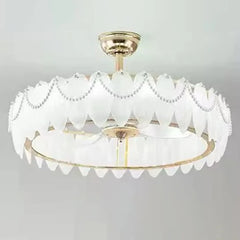 Elegant crystal fan chandelier with LED lights and remote control