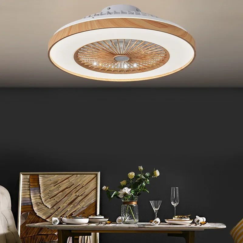 Ceiling light fixture in a dining room setting with a table and decor items