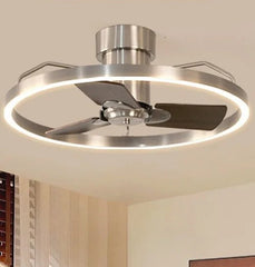 Quiet DC motor fan light with remote control in a stylish interior