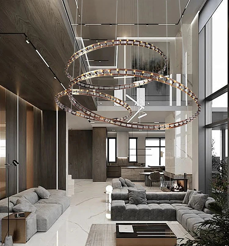 Industrial loft style LED chandelier for high ceilings or creative cottage spaces