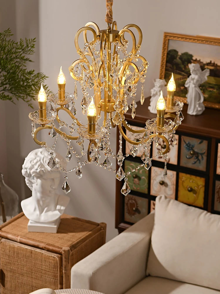 “Iron crystal chandelier in statement design for dining or bedroom”