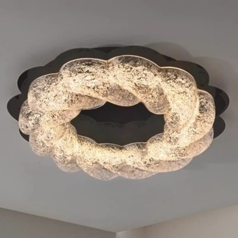 “Italian minimalist sculptural resin ceiling light for bedrooms or galleries”