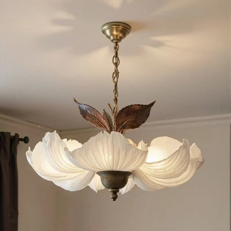  Italy vintage acrylic LED chandelier with leaf motif and cord assembly